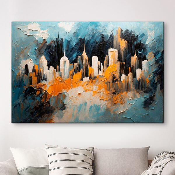 Schilderij van een stad Schilderij van een stad