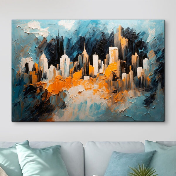 Schilderij van een stad Schilderij van een stad