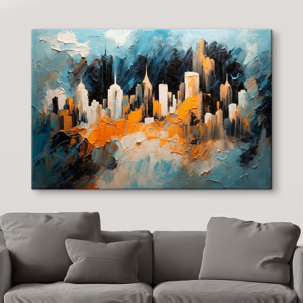 Schilderij van een stad Schilderij van een stad