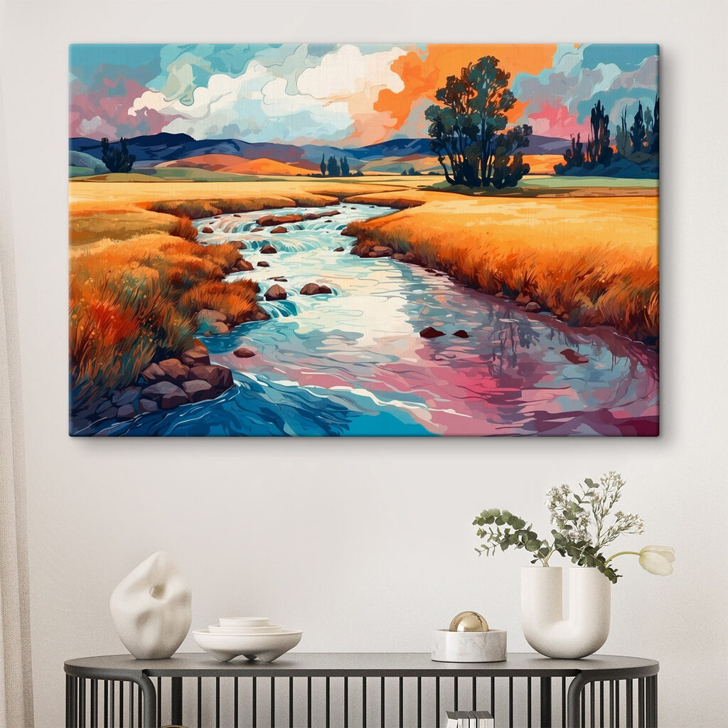 River running through a field River running through a field