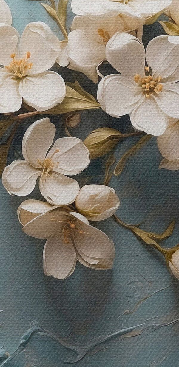 Witte bloemen op een blauw oppervlak Witte bloemen op een blauw oppervlak