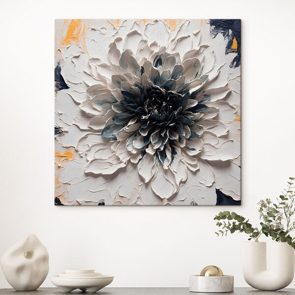 Wit met zwarte bloem Wit met zwarte bloem