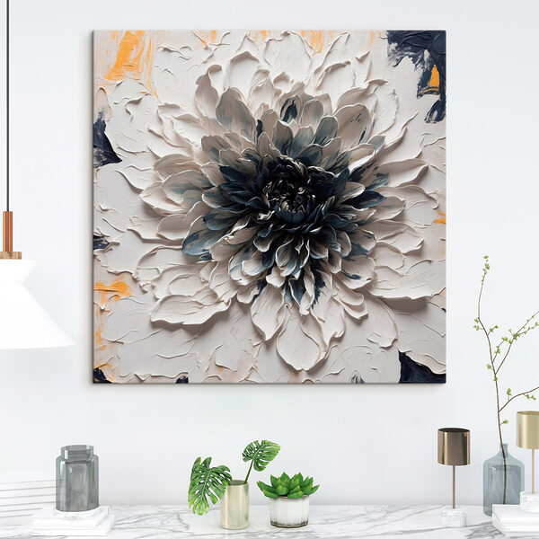 Wit met zwarte bloem Wit met zwarte bloem