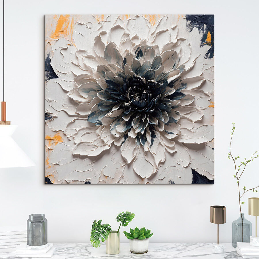 Wit met zwarte bloem
