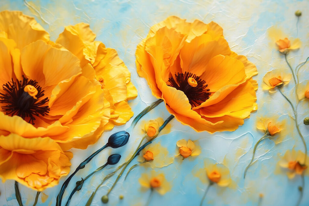 Vibrant blooms enhance serene backdrop Vibrant blooms enhance serene backdrop