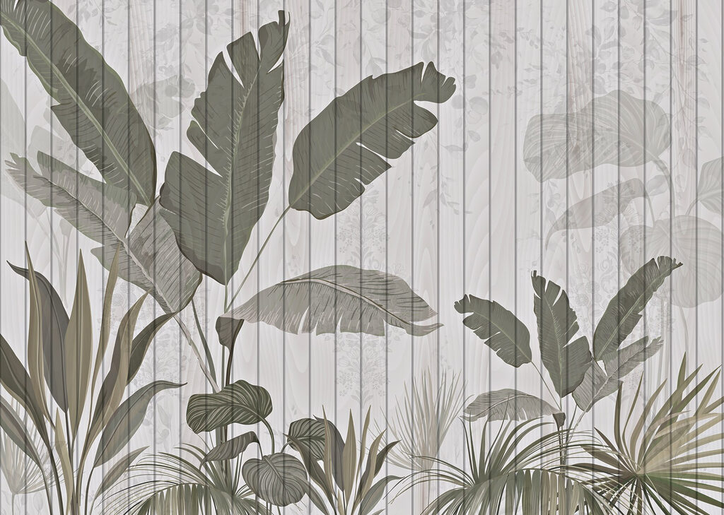 Behang met bladeren en planten Behang met bladeren en planten