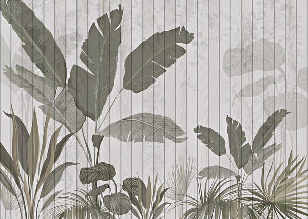 Behang met bladeren en planten Behang met bladeren en planten