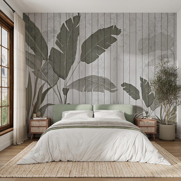 Behang met bladeren en planten Behang met bladeren en planten