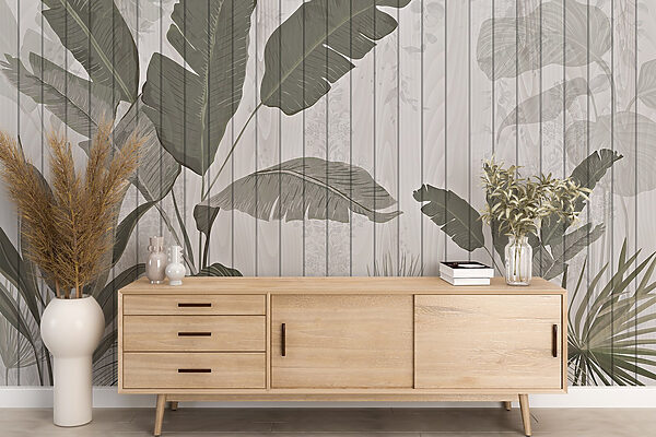 Behang met bladeren en planten Behang met bladeren en planten