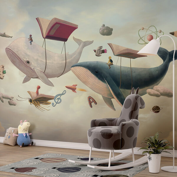 Walvis en walvis met boeken en een boek over hen Walvis en walvis met boeken en een boek over hen