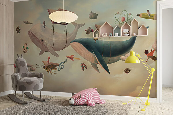 Walvis en walvis met boeken en een boek over hen Walvis en walvis met boeken en een boek over hen