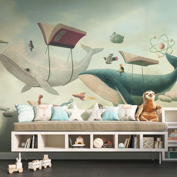 Walvis en walvis met boeken en een boek over hen Walvis en walvis met boeken en een boek over hen