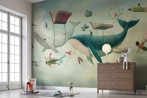 Walvis en walvis met boeken en een boek over hen Walvis en walvis met boeken en een boek over hen