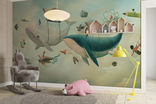 Walvis en walvis met boeken en een boek over hen Walvis en walvis met boeken en een boek over hen