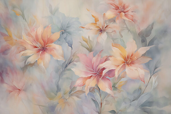 Schilderij van bloemen op een oppervlak Schilderij van bloemen op een oppervlak