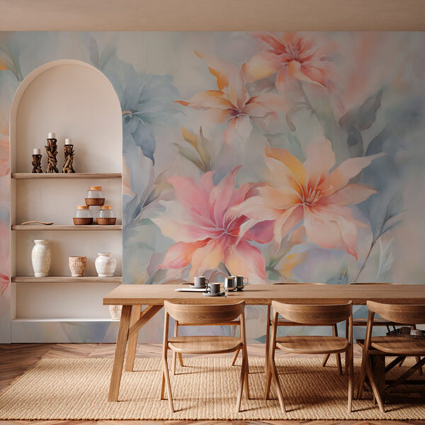 Schilderij van bloemen op een oppervlak Schilderij van bloemen op een oppervlak
