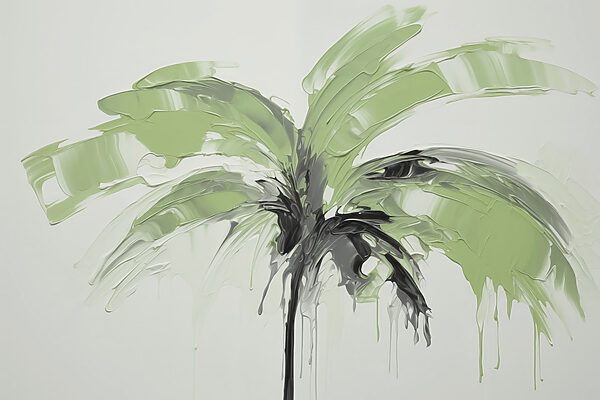 Palmboom beschilderd met groene verf Palmboom beschilderd met groene verf