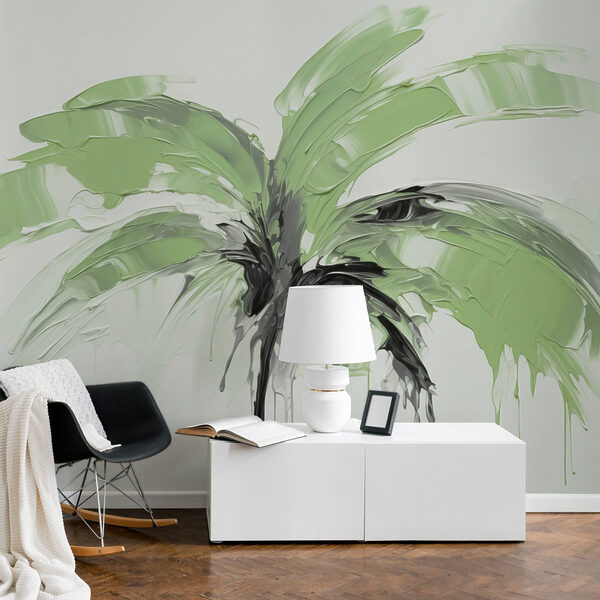 Palmboom beschilderd met groene verf Palmboom beschilderd met groene verf