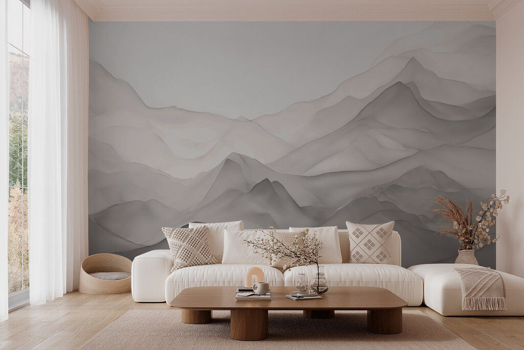 White mountains with a white background