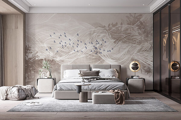 Witte en blauwe vogels vliegen in de lucht Witte en blauwe vogels vliegen in de lucht