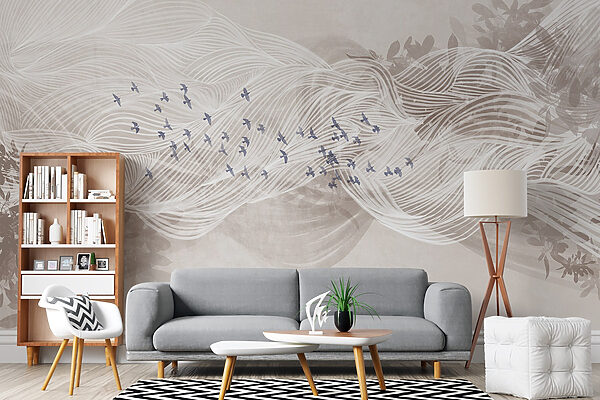 Witte en blauwe vogels vliegen in de lucht Witte en blauwe vogels vliegen in de lucht