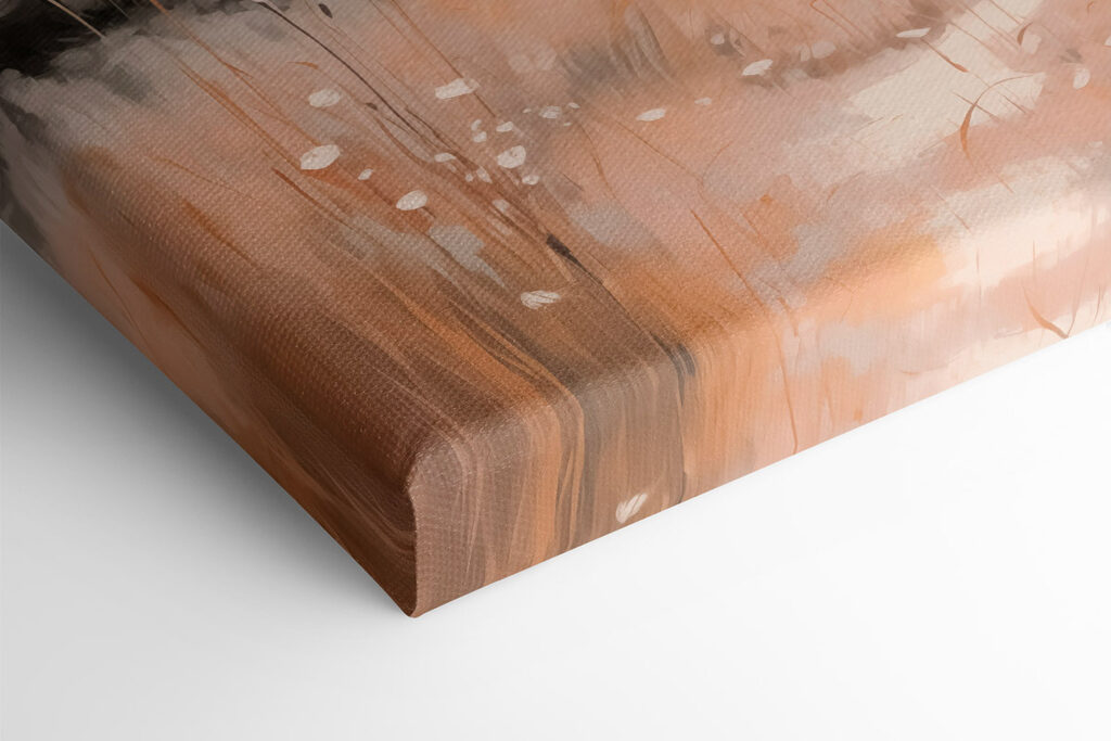 Painting of a river running through a field