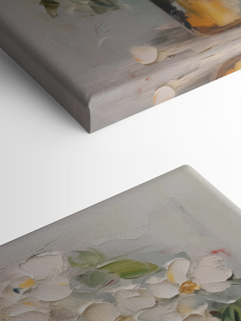 Painting of flowers in a bucket