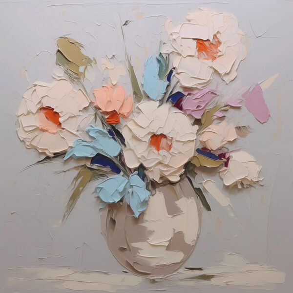 Schilderij van bloemen in een vaas Schilderij van bloemen in een vaas