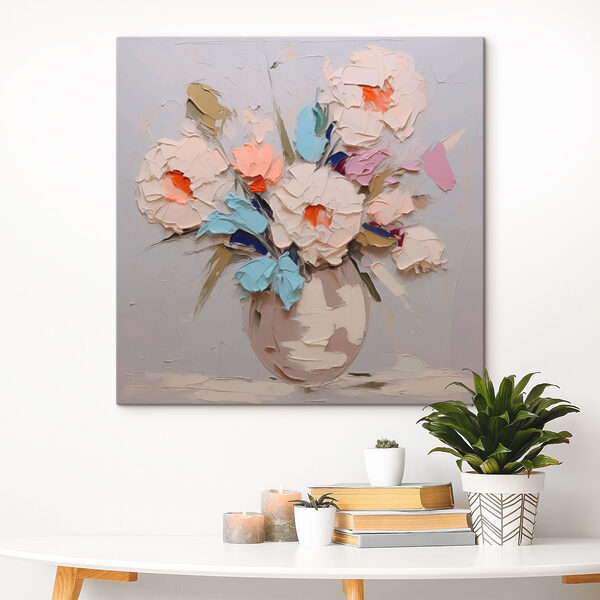 Schilderij van bloemen in een vaas Schilderij van bloemen in een vaas