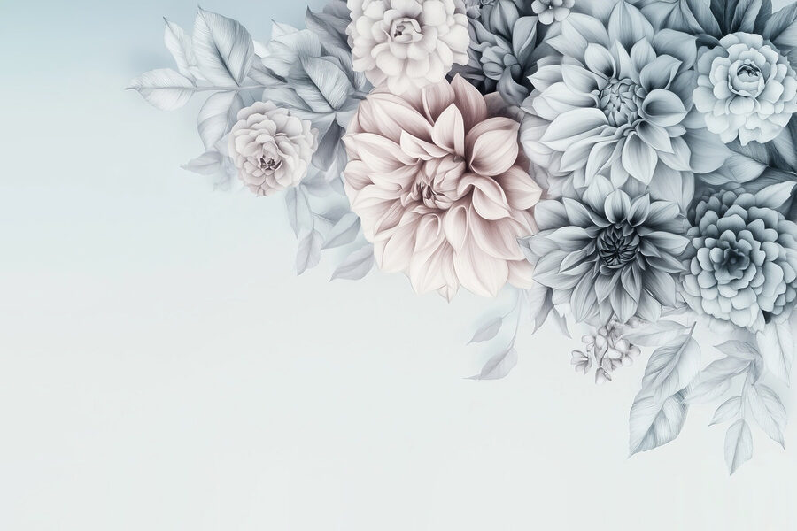 Groep bloemen met bladeren