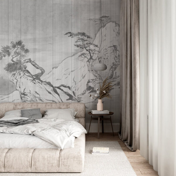 Painting of a tree on a rock