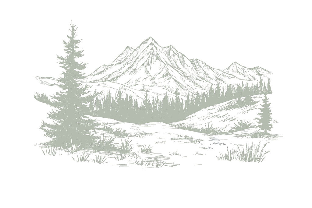 Tekening van een bergketen Tekening van een bergketen
