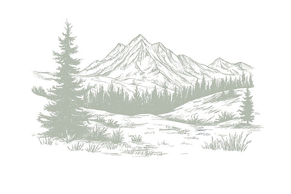Tekening van een bergketen Tekening van een bergketen
