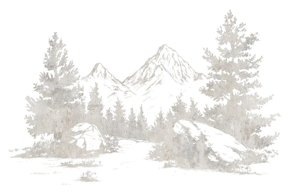 Tekening van een bergketen Tekening van een bergketen