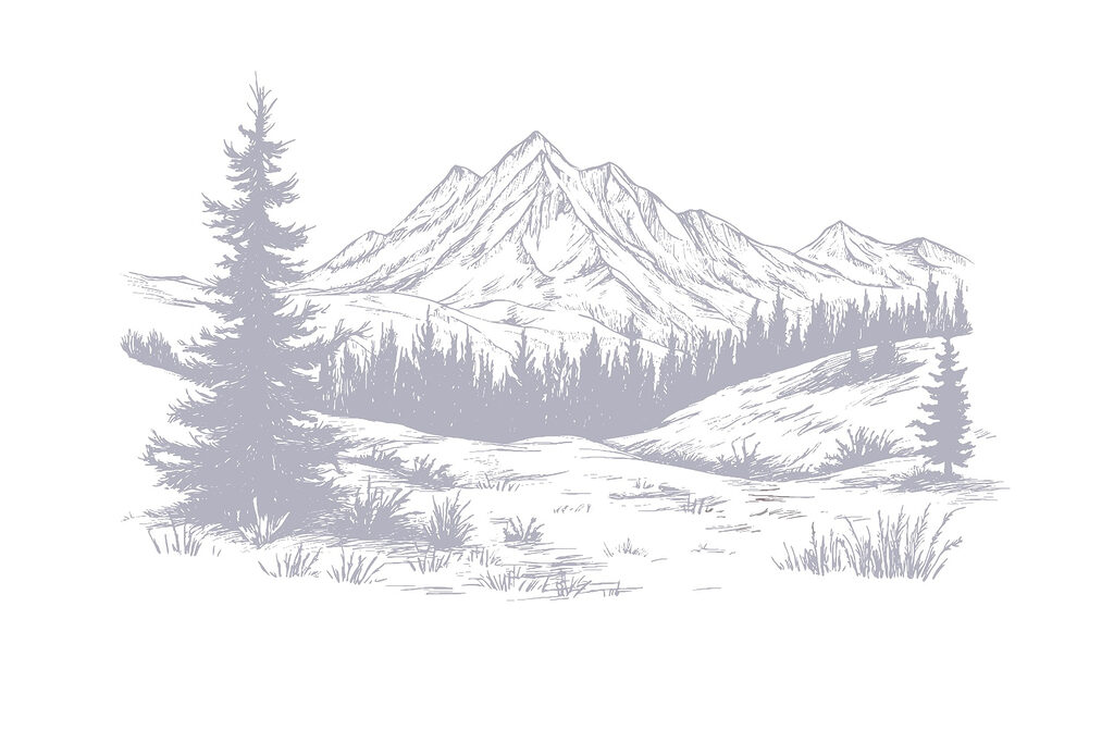 Tekening van een bergketen Tekening van een bergketen
