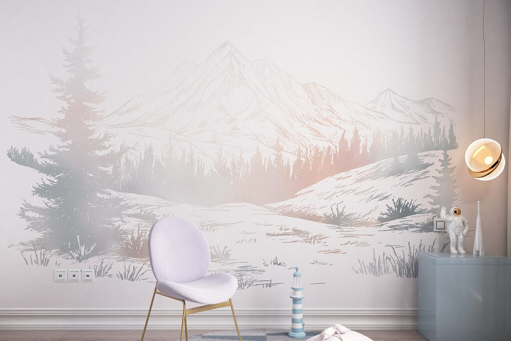 Landscape with trees and mountains Landscape with trees and mountains