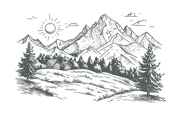 Landschap met bomen en een huis Landschap met bomen en een huis