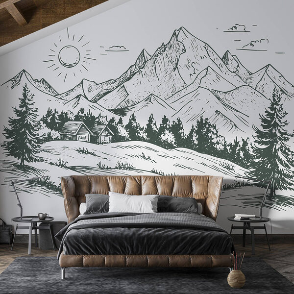 Landschap met bomen en een huis Landschap met bomen en een huis