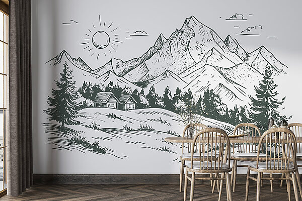 Landschap met bomen en een huis Landschap met bomen en een huis
