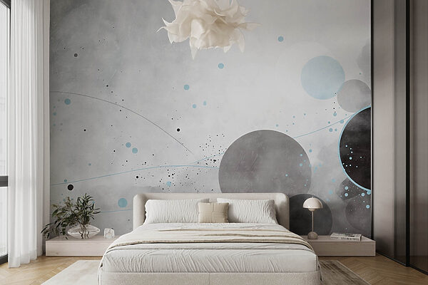 Grijze en blauwe cirkels en lijnen Grijze en blauwe cirkels en lijnen
