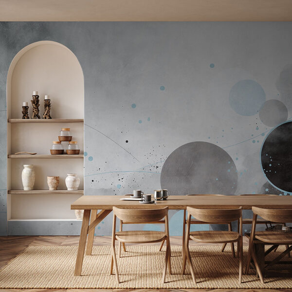 Grijze en blauwe cirkels en lijnen Grijze en blauwe cirkels en lijnen