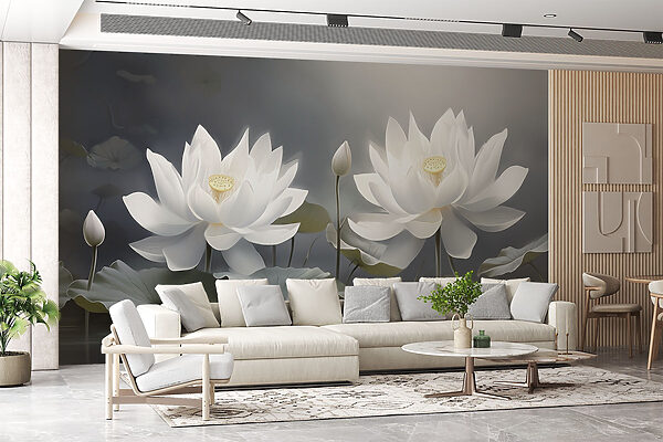 Groep witte bloemen in water Groep witte bloemen in water