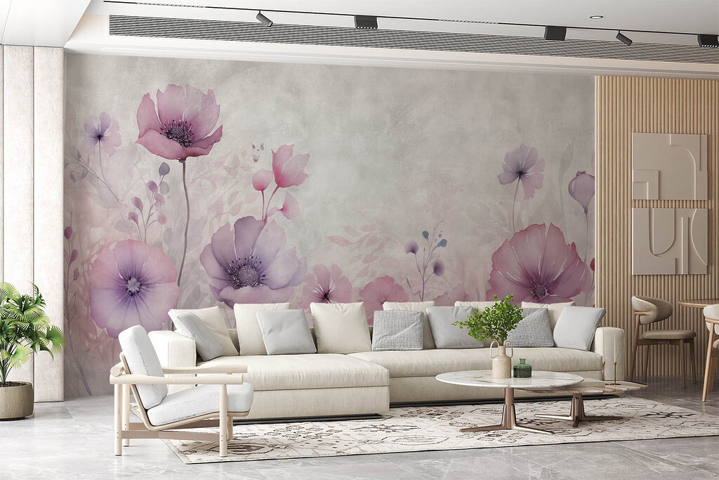 Painting of flowers on a white background Painting of flowers on a white background