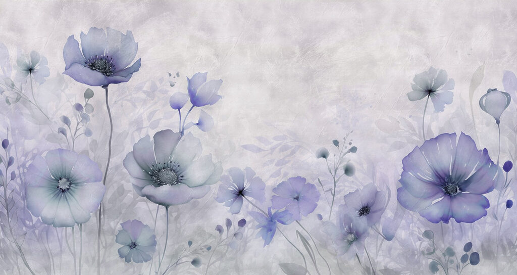 Schilderij van bloemen op een witte achtergrond Schilderij van bloemen op een witte achtergrond