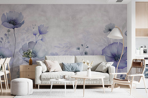 Schilderij van bloemen op een witte achtergrond Schilderij van bloemen op een witte achtergrond