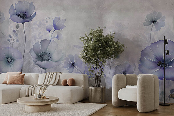 Schilderij van bloemen op een witte achtergrond Schilderij van bloemen op een witte achtergrond