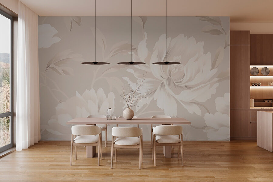 Elegant bloemmotief in zachte tinten