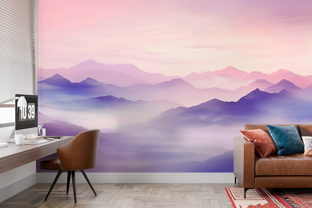 Landscape of mountains with clouds