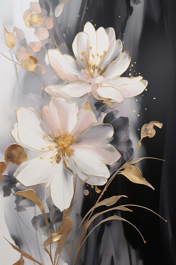 Delicate bloesems op een donker canvas Delicate bloesems op een donker canvas