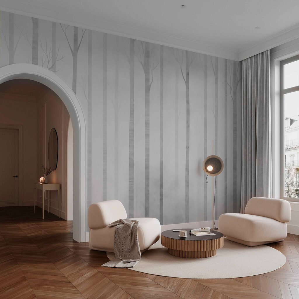 Group of trees in fog Group of trees in fog